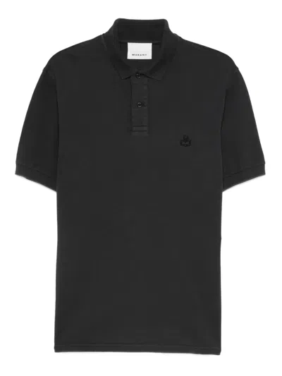 Isabel Marant Logo-embroidered Polo Shirt In Black