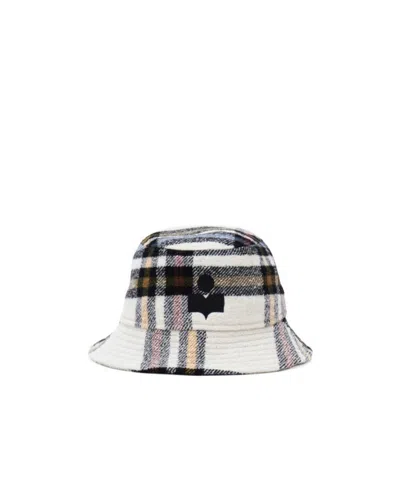 Isabel Marant Logo-embroidered Tartan Bucket Hat In White