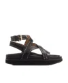Isabel Marant Logo Flat Sandals In Black