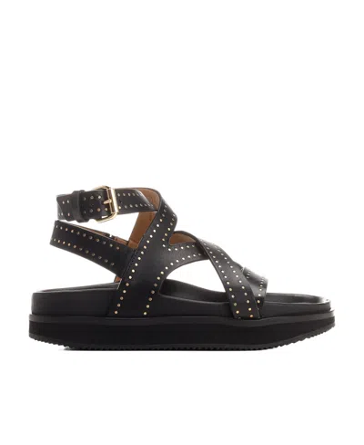 Isabel Marant Logo Flat Sandals In Nero