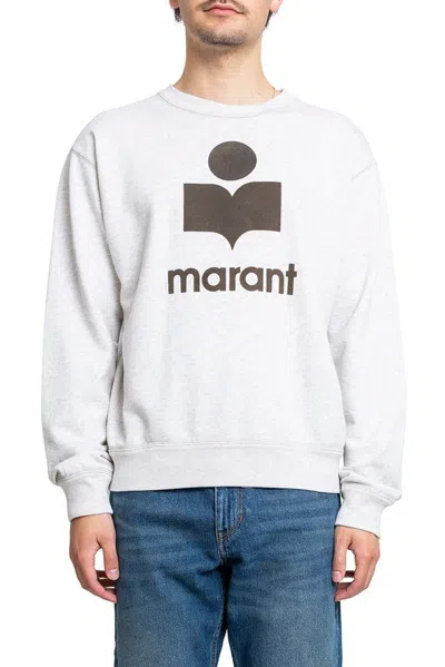 Isabel Marant Logo Flocked Crewneck Sweatshirt In Grey