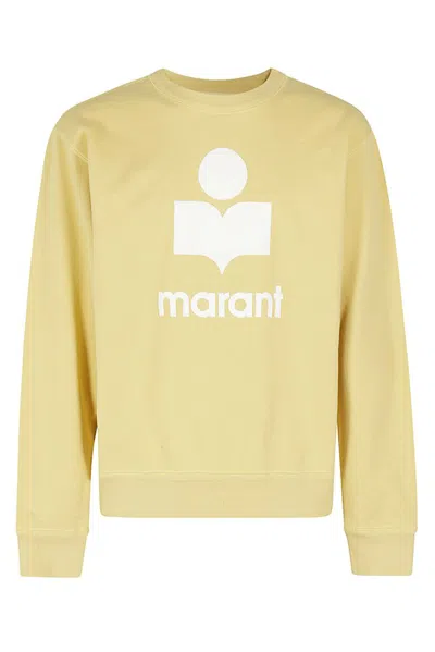 Isabel Marant Logo Flocked Crewneck Sweatshirt In Yellow