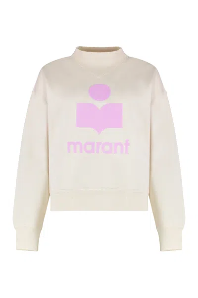 Isabel Marant Logo Graphic Cotton Crewneck Sweatshirt In White
