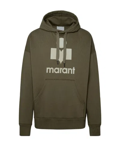 Isabel Marant Logo Hooded Sweater In Green