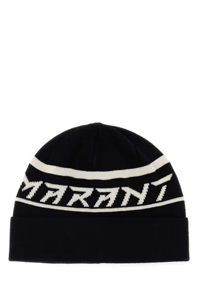 Isabel Marant Logo Intarsia Beanie In Black