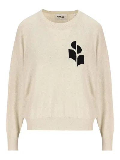 Isabel Marant Logo-intarsia Crew-neck Sweater In Neutral