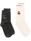 Isabel Marant Logo-intarsia Socks Set In Black