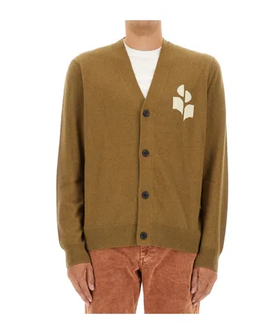 Isabel Marant Logo Intarsia-knit V-neck Cardigan In Brown