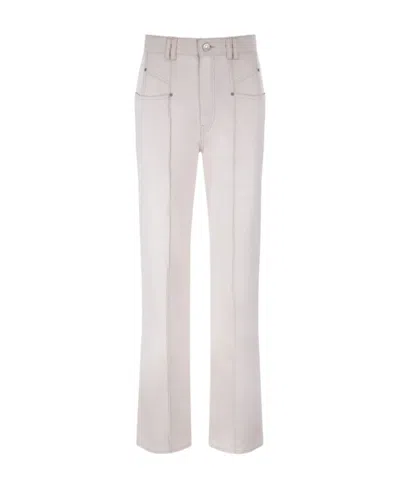 Isabel Marant Logo Patch Straight Leg Jeans In White