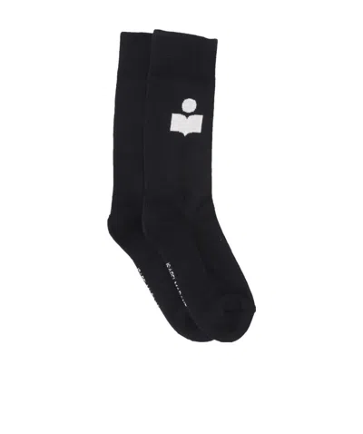 Isabel Marant Logo Knit Socks In Black