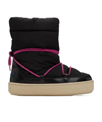 Isabel Marant Logo Lace Up Boots In Black