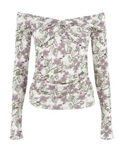 Isabel Marant Logo Long-sleeved Blouse In White