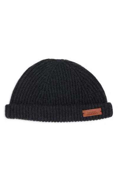 Isabel Marant Logo Merino Wool Rib Beanie In Dark Grey