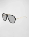 Isabel Marant Logo Mixed-media Aviator Sunglasses In Blk Gold