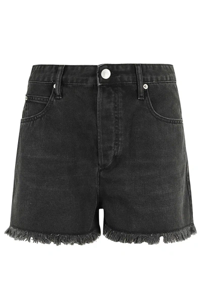 Isabel Marant Logo Patch Denim Shorts In Black