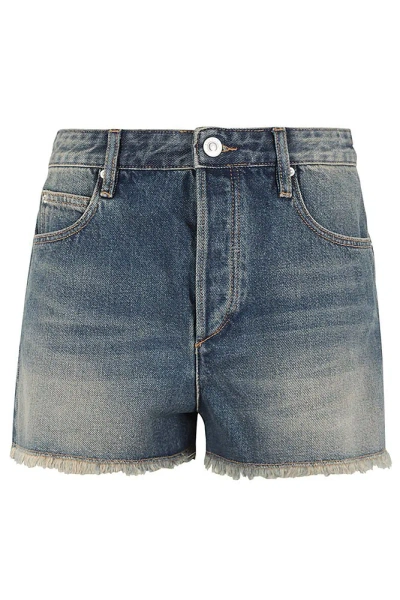 Isabel Marant Logo Patch Denim Shorts In Blue