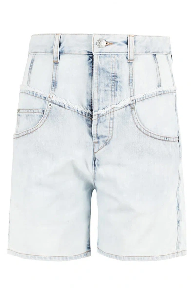 Isabel Marant Logo Patch Denim Shorts In Blue