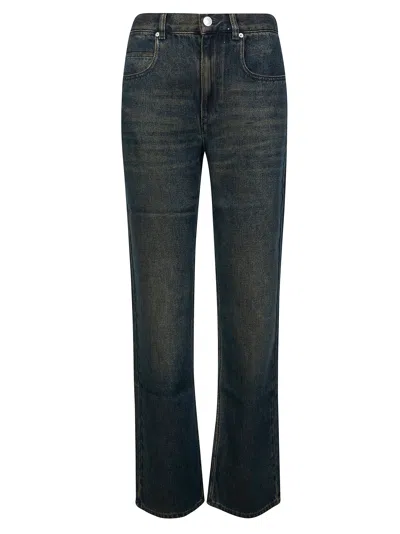 Isabel Marant Logo Patch Flared Jeans In Blue