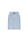 Isabel Marant Logo-patch High-waist Denim Skirt In Clear Blue