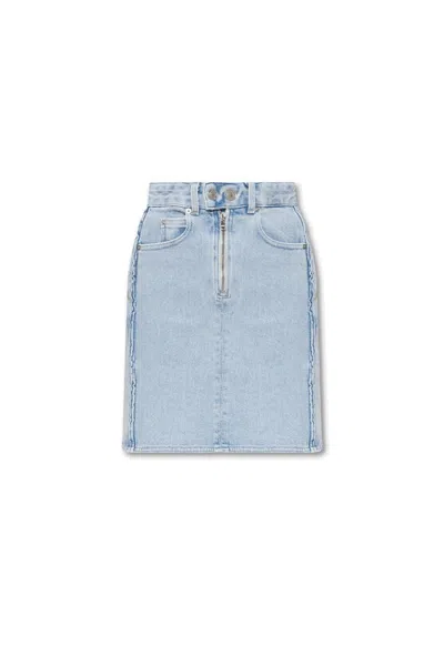 Isabel Marant Logo-patch High-waist Denim Skirt In Blue