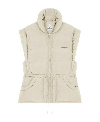 Isabel Marant Logo-patch Padded Gilet In Nude