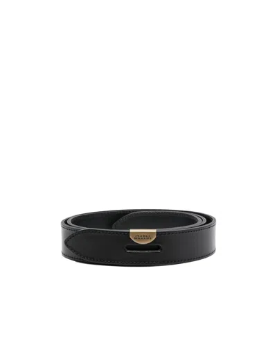Isabel Marant Logo-plaque Leather Belt In Black