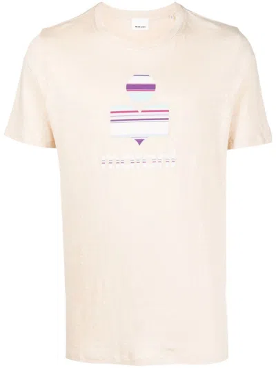 Isabel Marant Logo-print Crew-neck T-shirt In Ecru