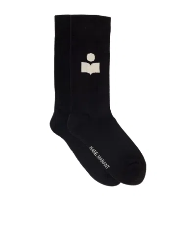 Isabel Marant Logo-print Socks In Black