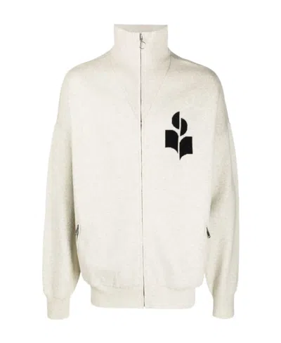 Isabel Marant Logo-print Zip-up Jumper In White