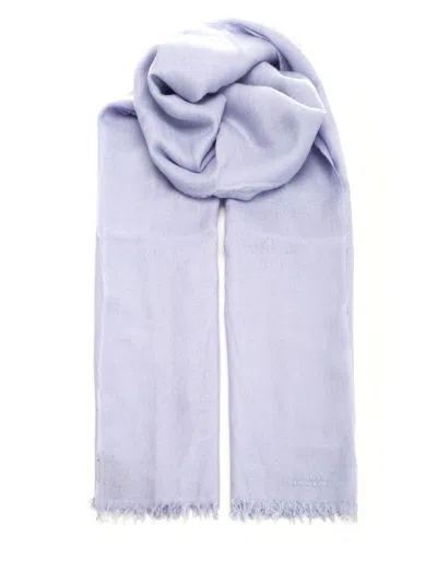 Isabel Marant Logo Printed Fringed Scarf In Blue