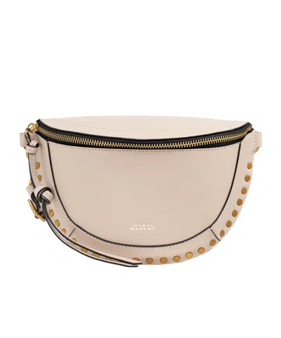 Isabel Marant Logo Printed Zipped Belt Bag In Nude