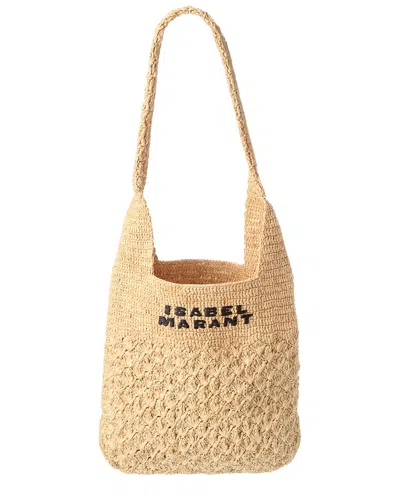 Isabel Marant Logo Raffia Tote In Brown