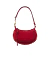 Isabel Marant Oskan Moon Studded Suede Shoulder Bag In Red