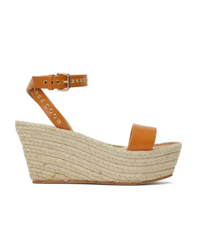 Isabel Marant Logo Slope Heel Sandals In Nude