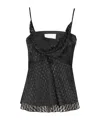 Isabel Marant Kalisia Sheer Geometric-decorated Top With Puff Neckline In Black