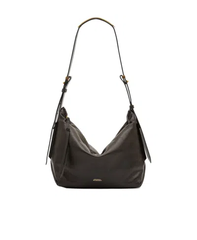 Isabel Marant Logo Zipper Shoulder Bag In Black