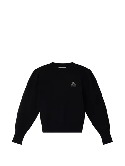 Isabel Marant Logo-embroidered Puff-sleeve Sweater In Black