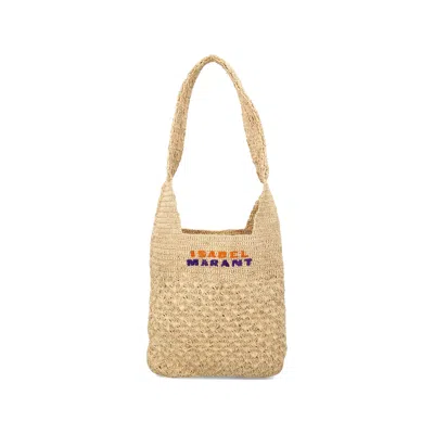 Isabel Marant Logo-embroidered Shoulder Bag In Neutral