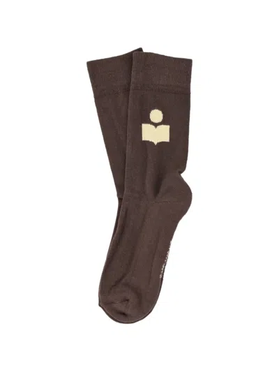 Isabel Marant Logo-intarsia Socks In Brown