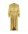 Isabel Marant Yellow Printed Dress With Buttoned Cuffs And Elasticated Waistband In Multicolor