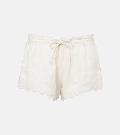 Isabel Marant Lola Embroidered Ramie Shorts In Neutral