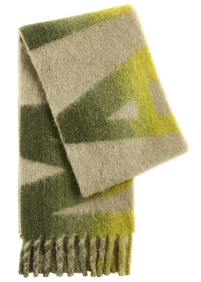 Isabel Marant Loliana Logo-intarsia Alpaca-blend Scarf In Khaki