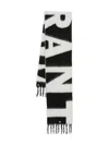 Isabel Marant Wool Blend Rectangular Scarf With Fringed Edges In Black