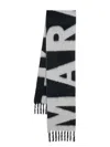 Isabel Marant Wool Blend Rectangular Scarf With Fringed Edges In Blue