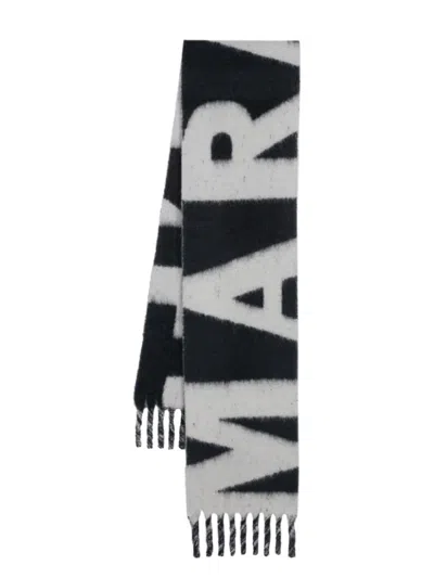 Isabel Marant Blackwhite Logo Scarf In Multi