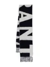 Isabel Marant Wool Blend Rectangular Scarf With Fringed Edges In Blue