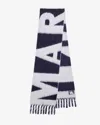 Isabel Marant Wool Blend Rectangular Scarf With Fringed Edges In Midnight