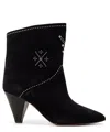 Isabel Marant Loline Suede Ankle Boots With Micro Studs In Black