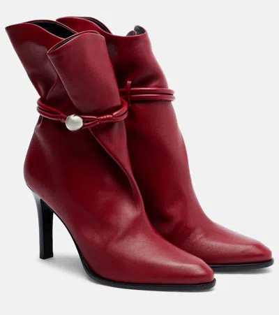 Isabel Marant Lolya 90 Leather Ankle Boots In Red