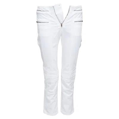 Pre-owned Isabel Marant Loma White Denim Silver Zip Panelled Biker Jeans Fr34 Xs